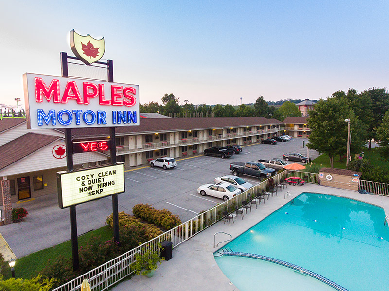 marketing photography for motels in the Smoky Mountains